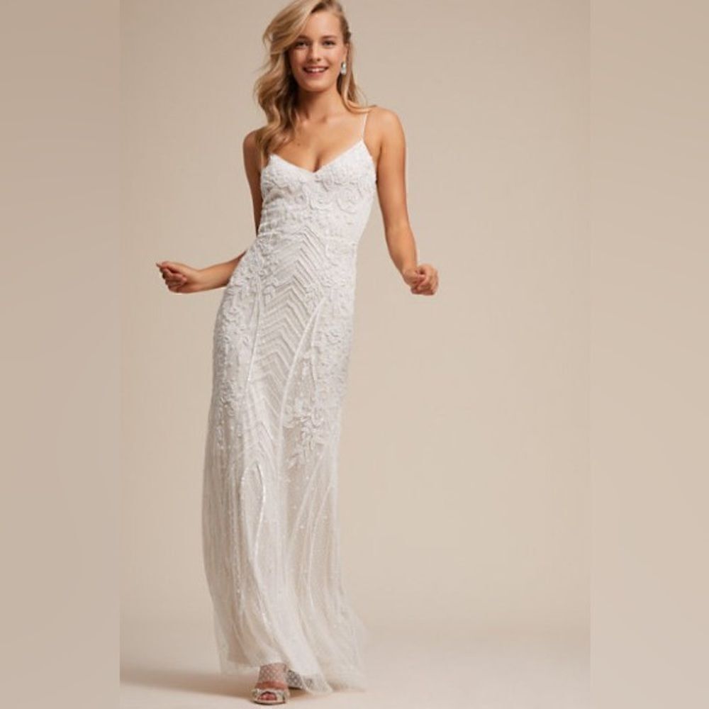Ivory Beaded Maxi Slip Dress - Picture 1 of 8
